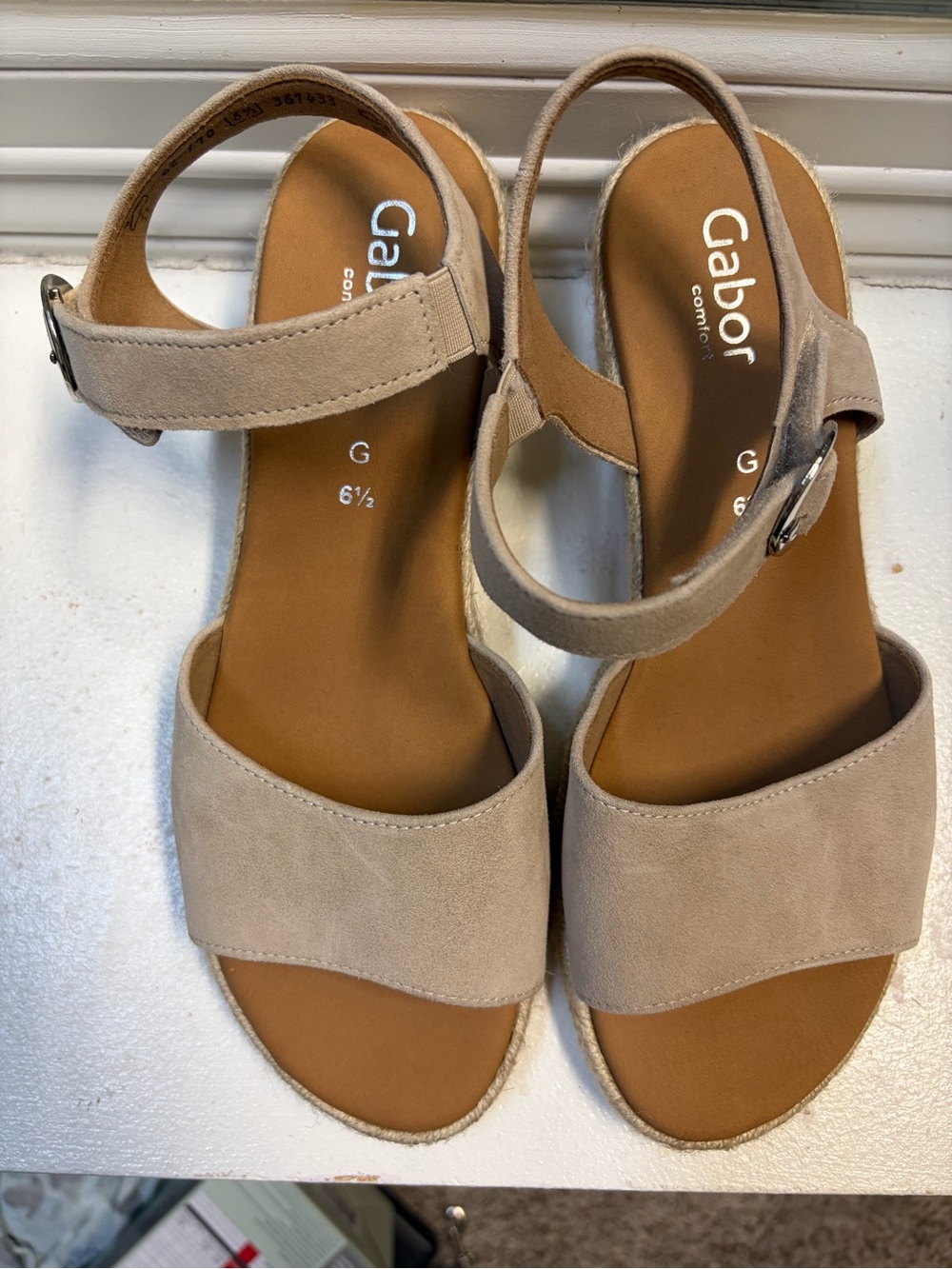 Gabor Beige Suede Ankle-Strap Sandals